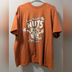 Disneyland Resort Chip N Dale Driving Donald Nuts Graphic T-Shirt Orange XL